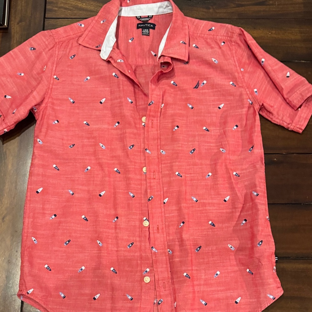 Nautica Boys Red with Bouys Short Sleeve Shirt